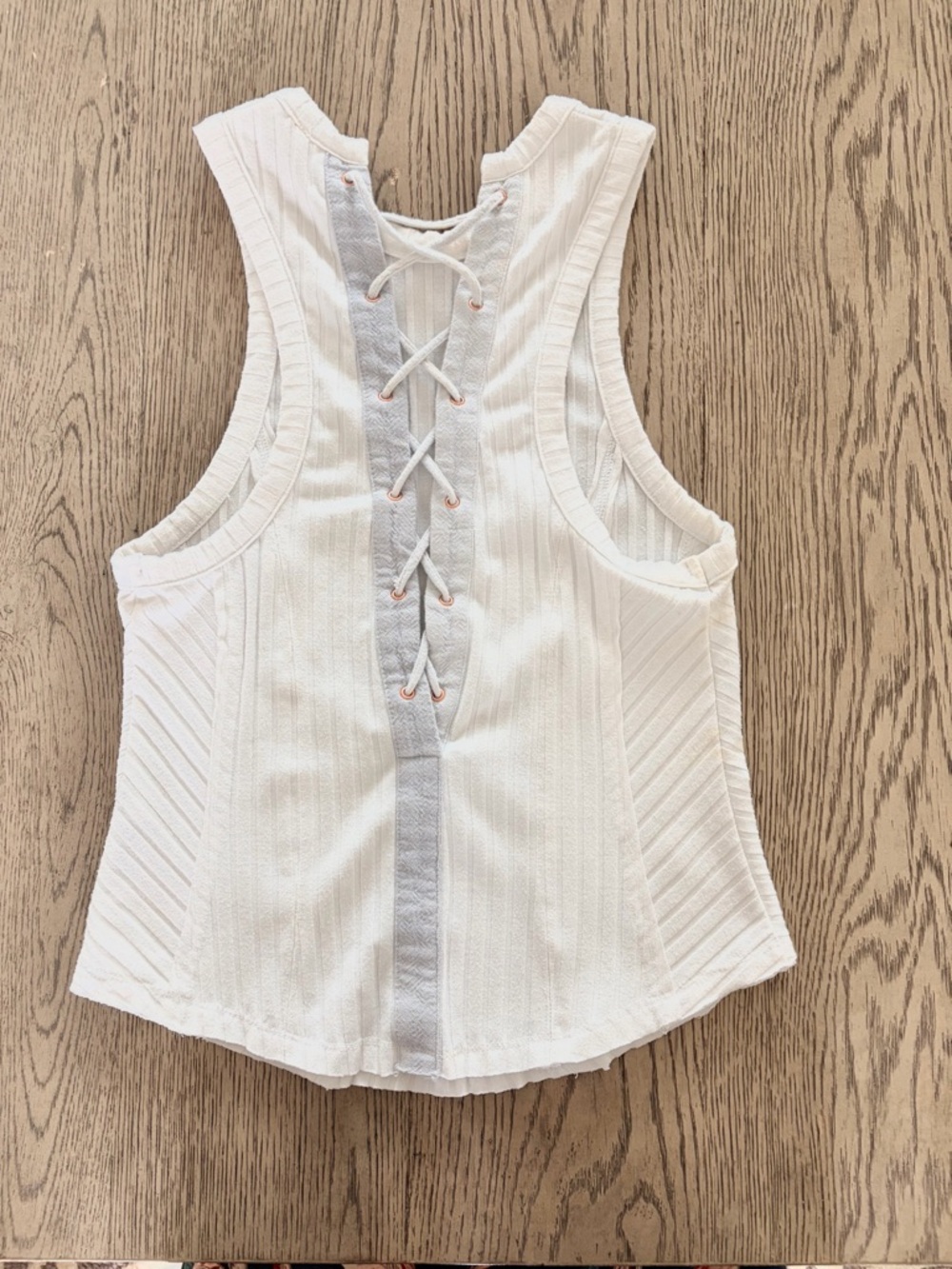 Free People White Lace-Up Tank Top